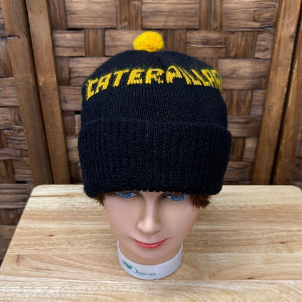 Vintage Caterpillar Black and Yellow Beanie
